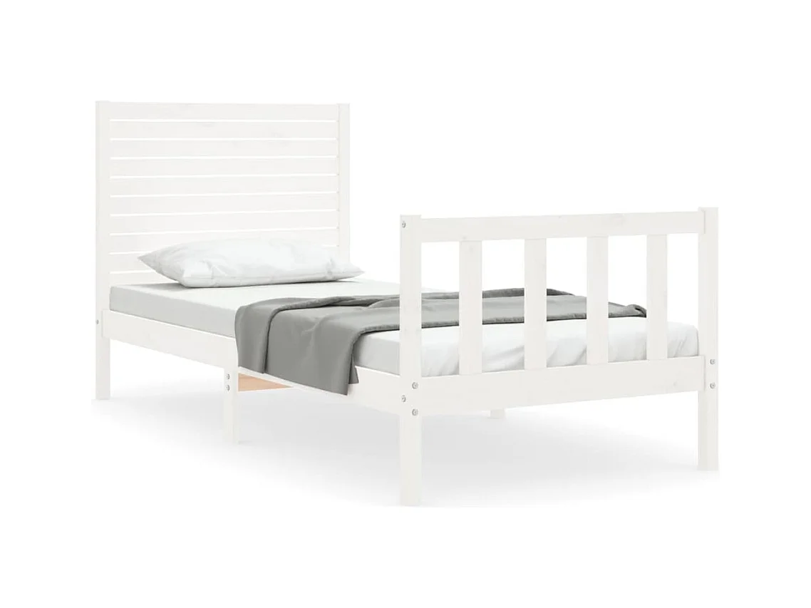 Cadre de lit sans matelas blanc bois de pin massif