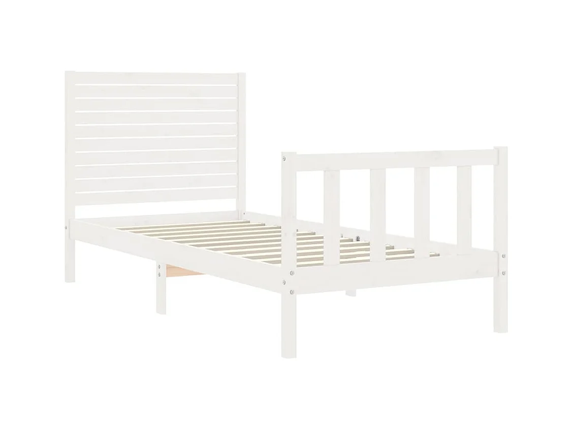 Cadre de lit sans matelas blanc bois de pin massif