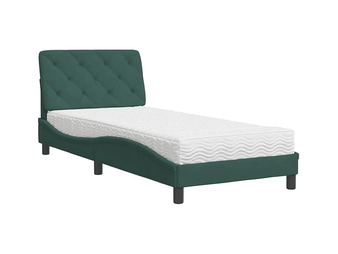 Bed met donkergroene matras 80x200 cm fluweel