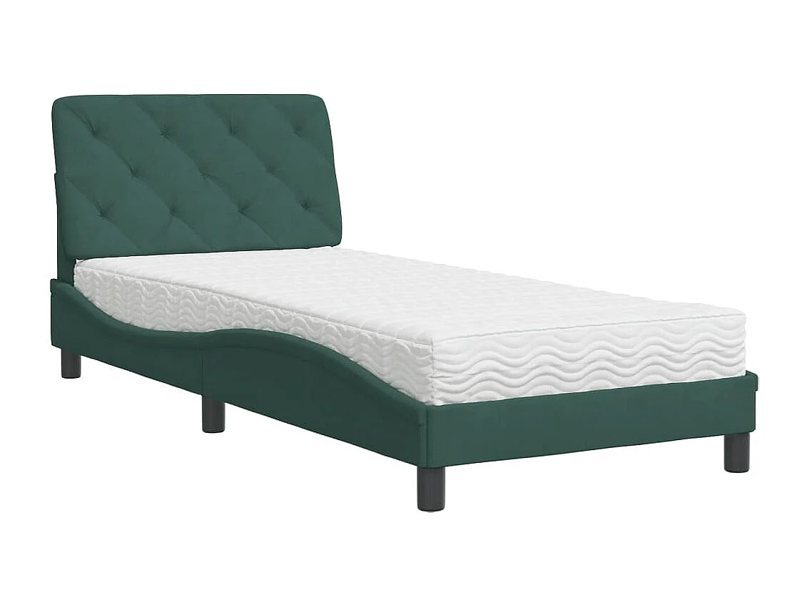 Lit avec matelas vert foncé 80x200 cm velours
