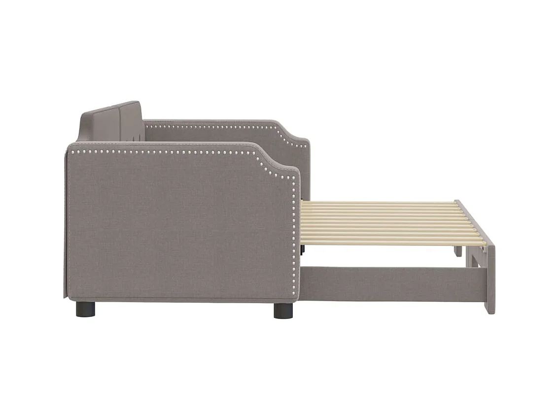 Tagesbett mit Ausziehbett ohne Matratze taupe 80x200 cm