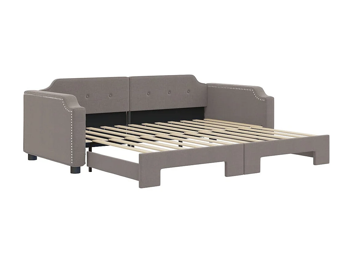 Lit de jour avec gigogne sans matelas taupe 80x200 cm