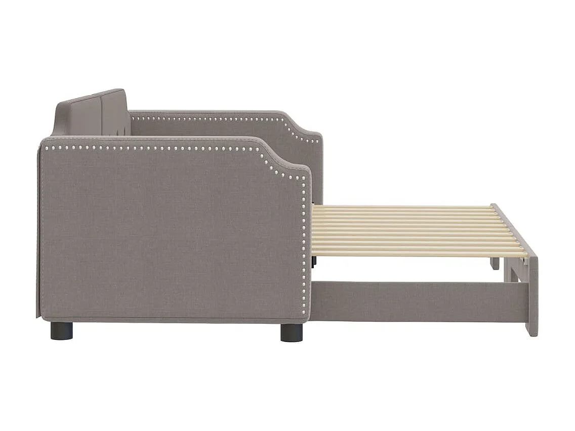 Lit de jour avec gigogne sans matelas taupe 80x200 cm