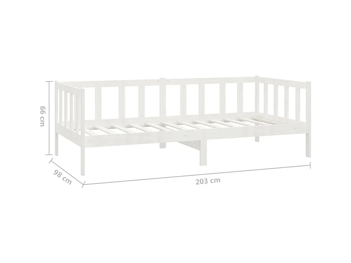 Tagesbett mit Matratze 90x200 cm Weiß Massivholz Kiefer
