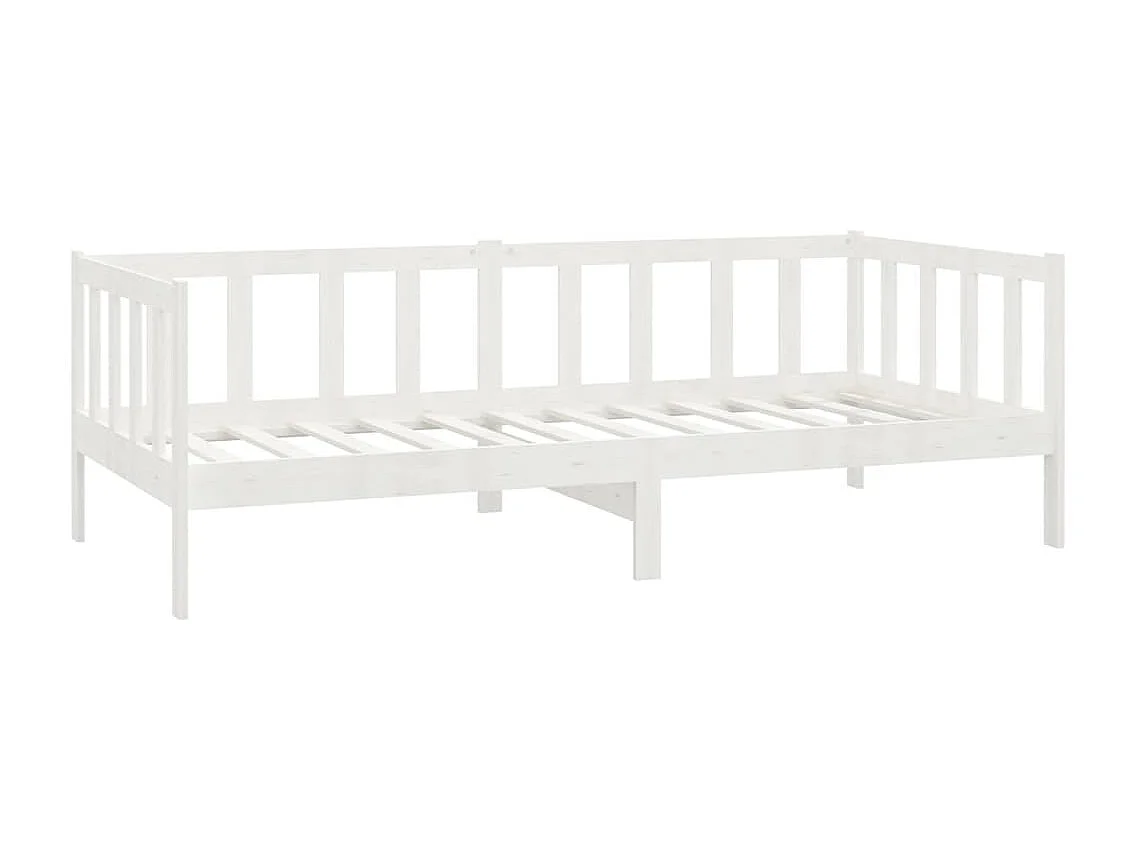 Lit de repos avec matelas 90x200 cm Blanc Bois de pin massif