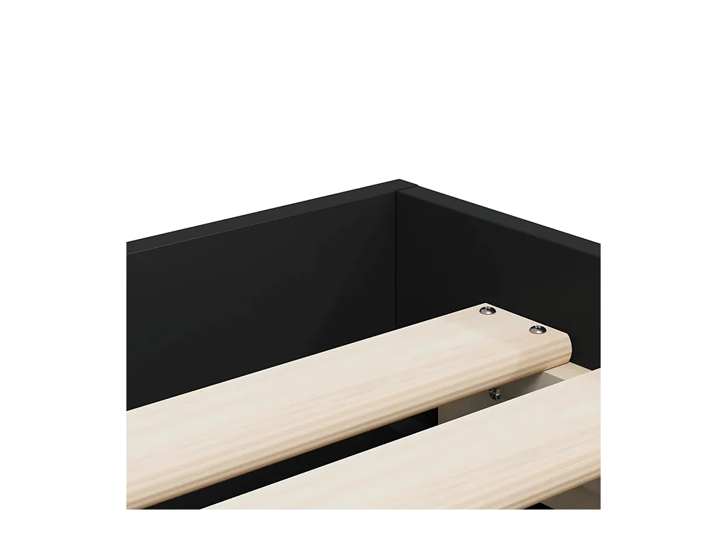 Estructura de cama con cajones sin colchón negra 75x190 cm