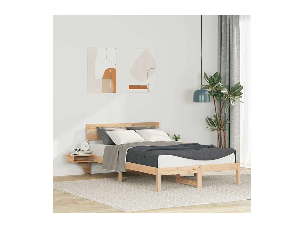 Struttura letto con comodini Marrone Legno massello di pino