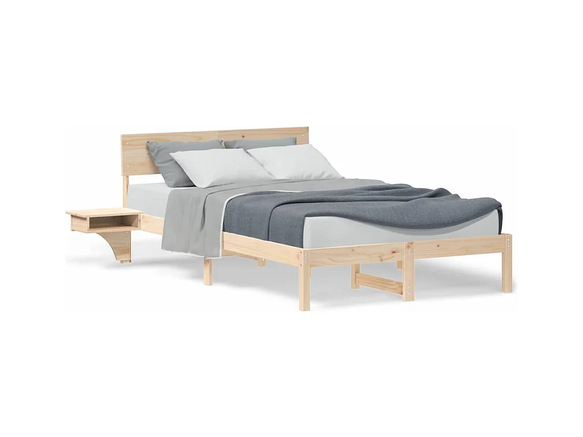Struttura letto con comodini Marrone Legno massello di pino