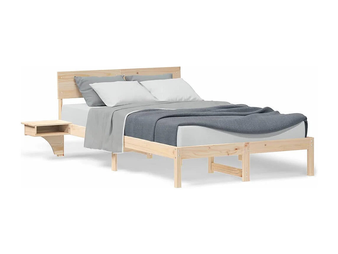 Struttura letto con comodini Marrone Legno massello di pino
