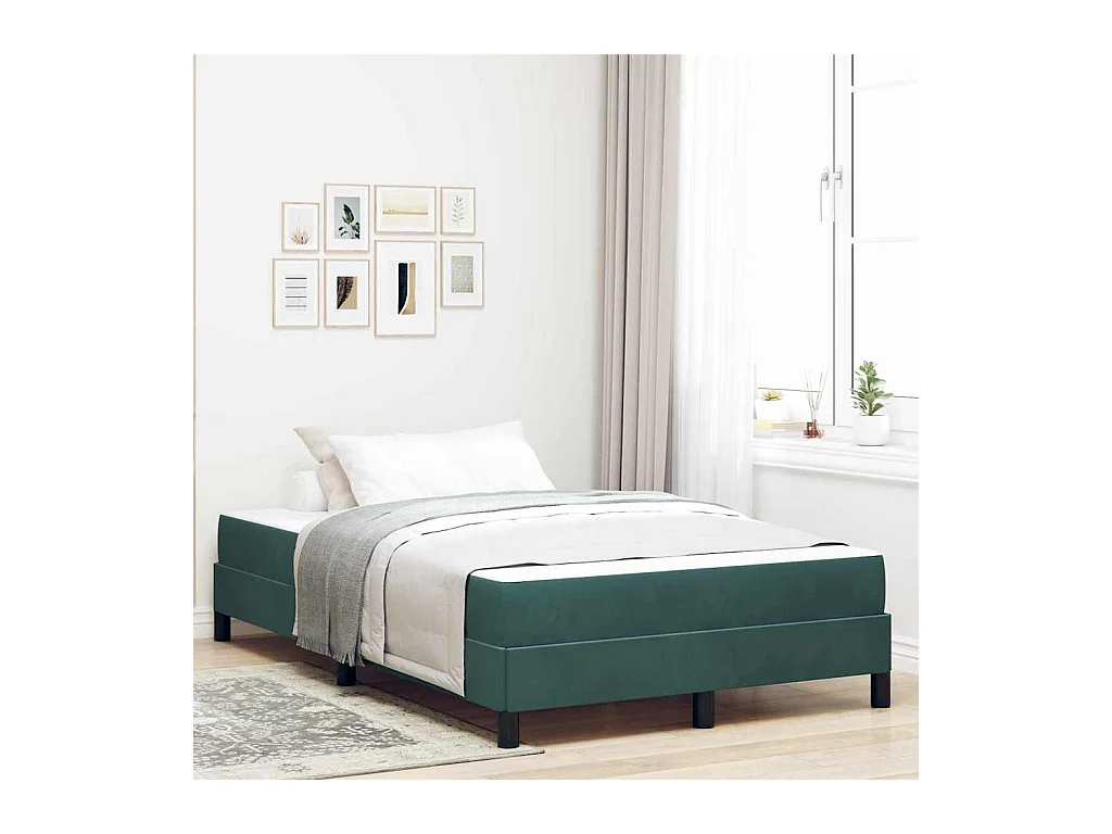 Lit boxspring avec matelas Vert foncé 120 x 200 cm Velours