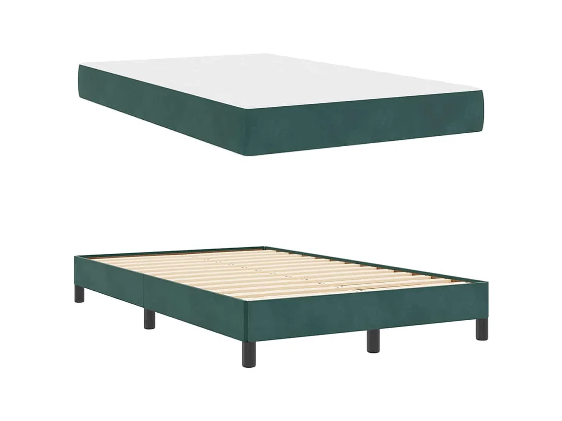 Lit boxspring avec matelas Vert foncé 120 x 200 cm Velours