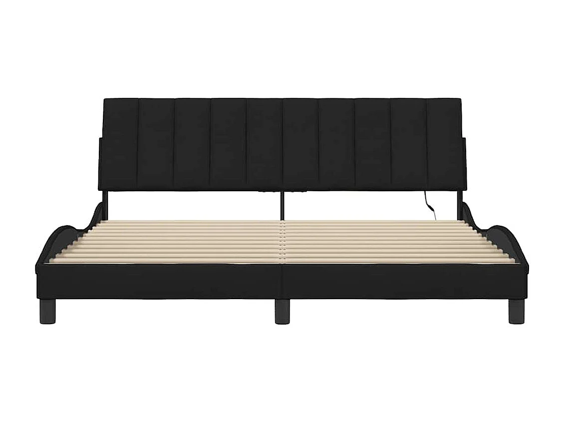 Cadre de lit sans matelas noir 180x200 cm tissu