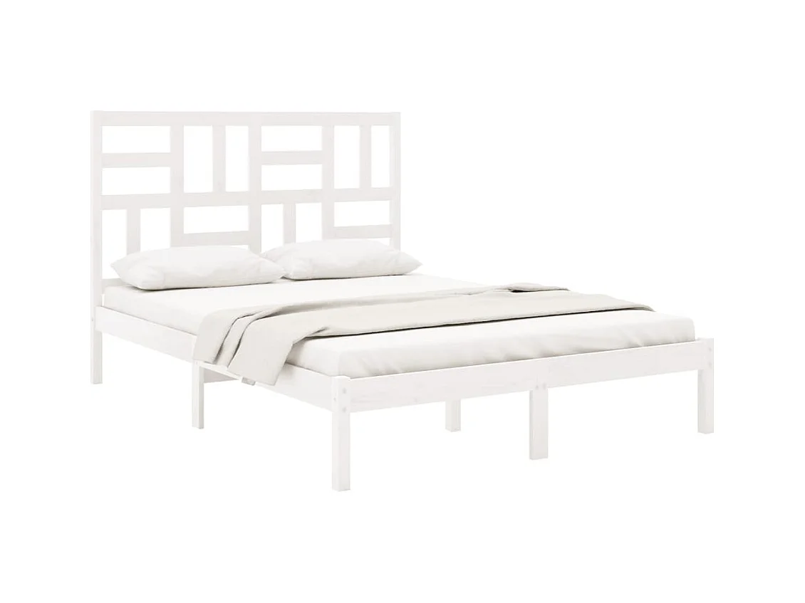 Bedframe zonder matras wit massief hout 140x200 cm