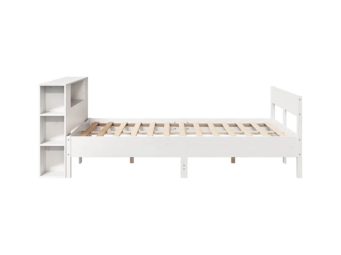Bibliotheekbed zonder matras wit 140x190 cm massief grenenhout