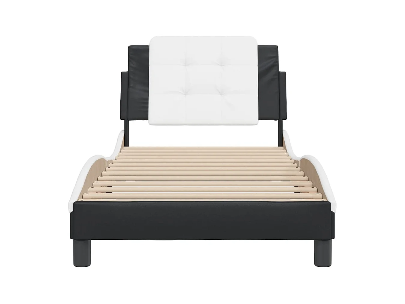 Cadre de lit sans matelas noir et blanc 90x200 cm similicuir