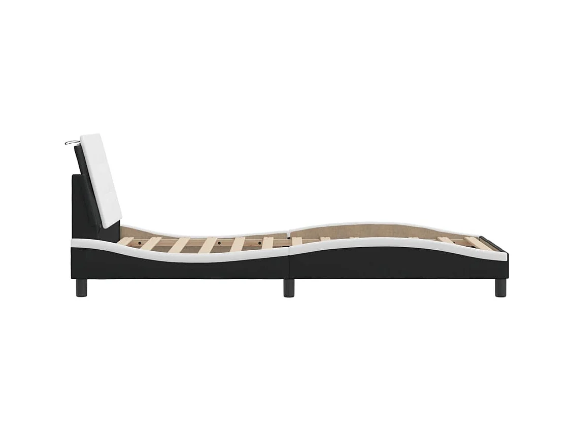 Cadre de lit sans matelas noir et blanc 90x200 cm similicuir