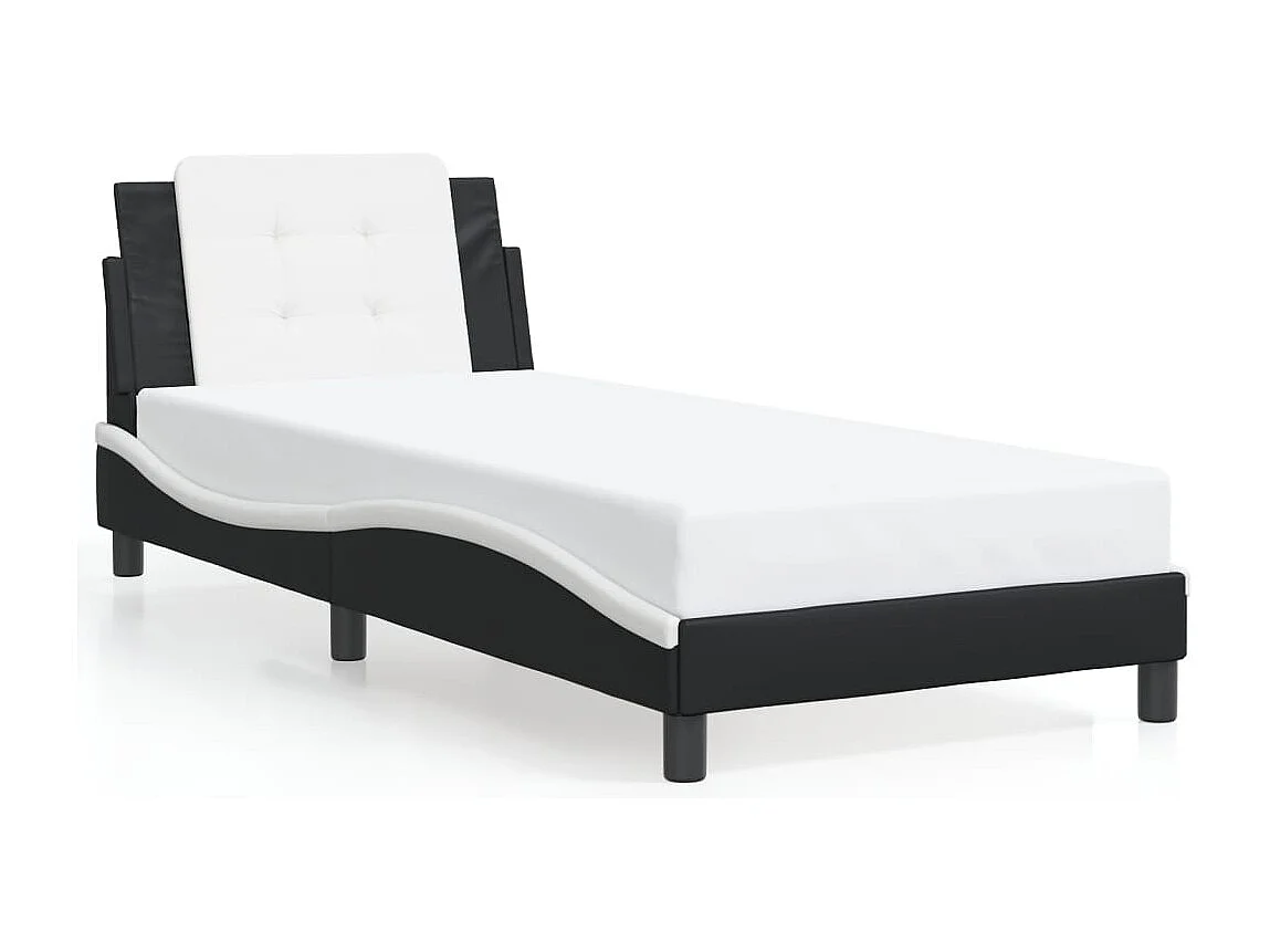 Struttura letto senza materasso nero e bianco 90x200 cm in similpelle