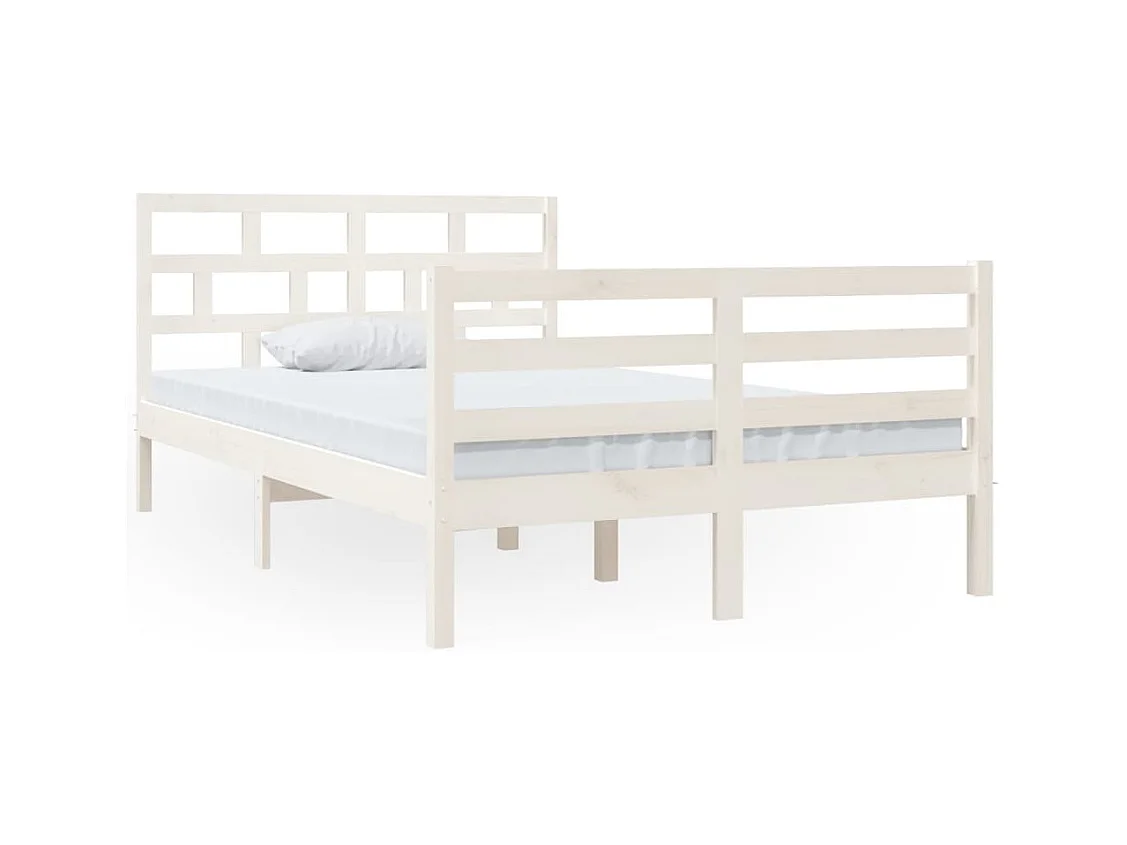 Estructura de cama de madera maciza blanca sin colchón