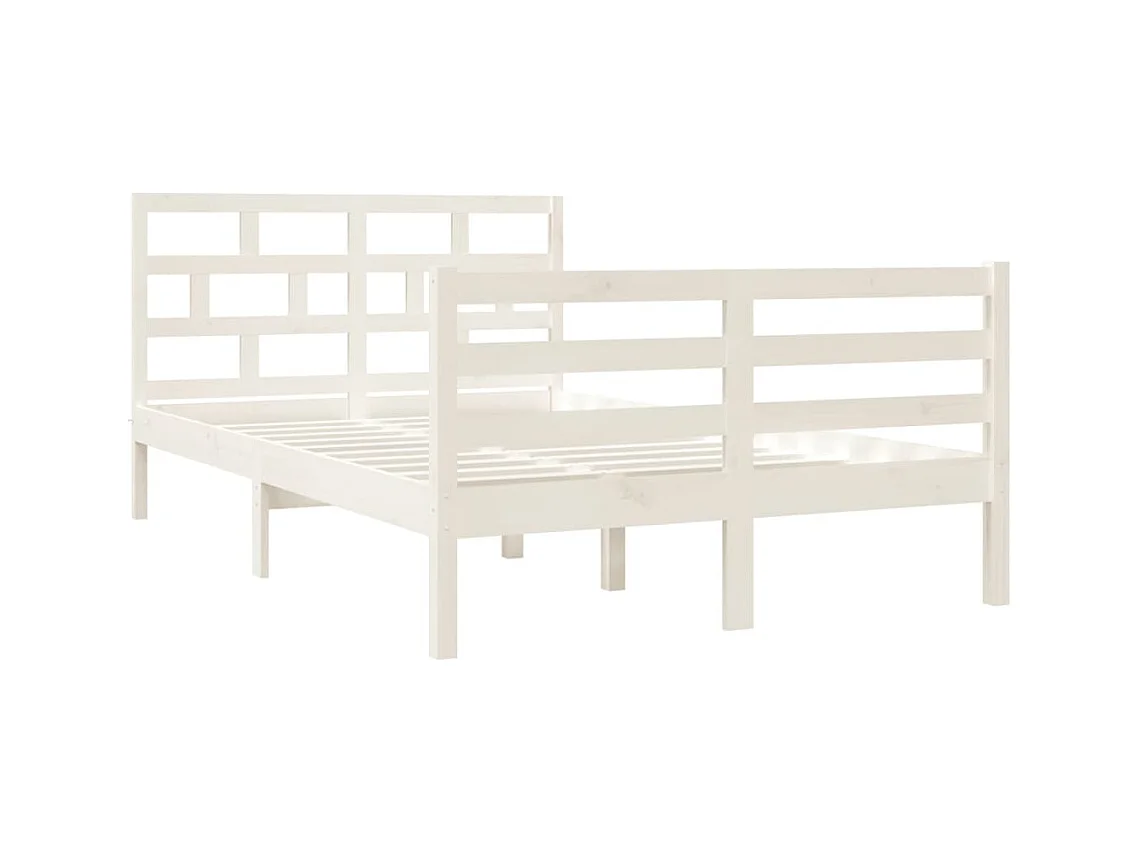 Estructura de cama de madera maciza blanca sin colchón