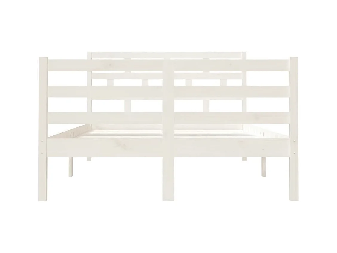 Estructura de cama de madera maciza blanca sin colchón