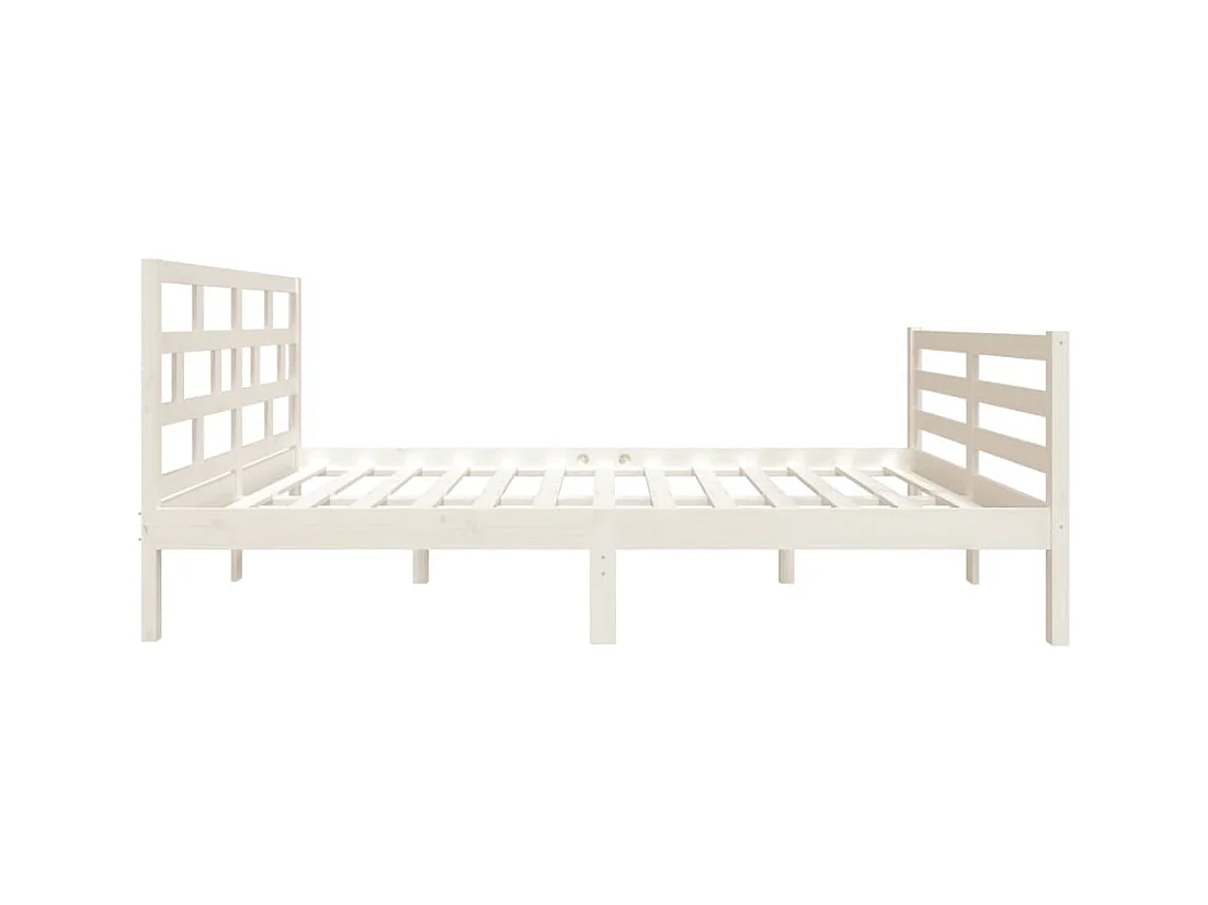 Estructura de cama de madera maciza blanca sin colchón
