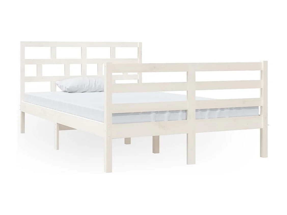 Cadre de lit sans matelas blanc bois massif