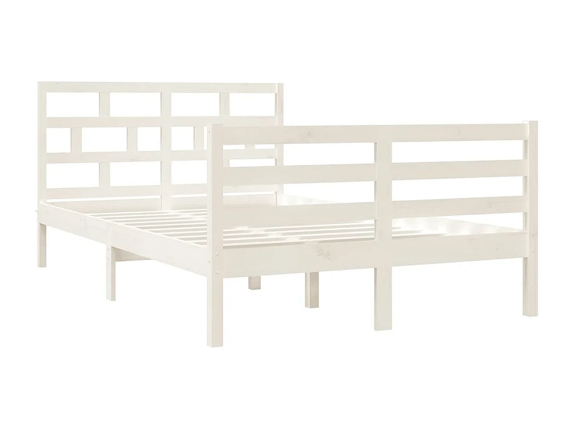 Cadre de lit sans matelas blanc bois massif