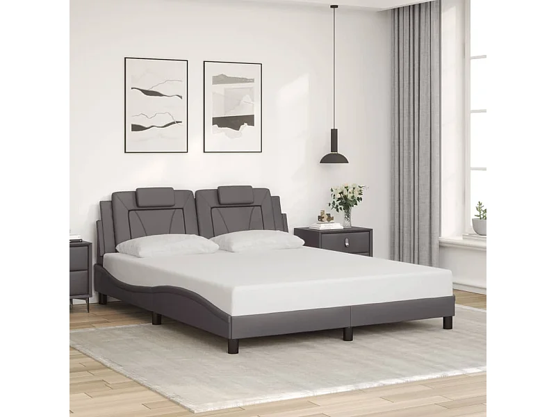 Bettgestell ohne Matratze grau 160x200 cm Kunstleder