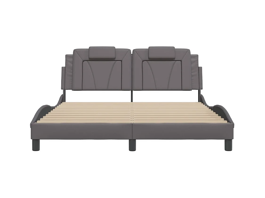 Bettgestell ohne Matratze grau 160x200 cm Kunstleder