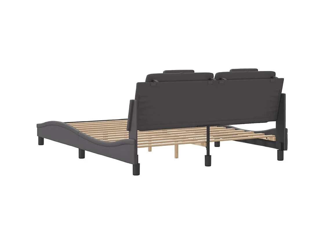 Bettgestell ohne Matratze grau 160x200 cm Kunstleder