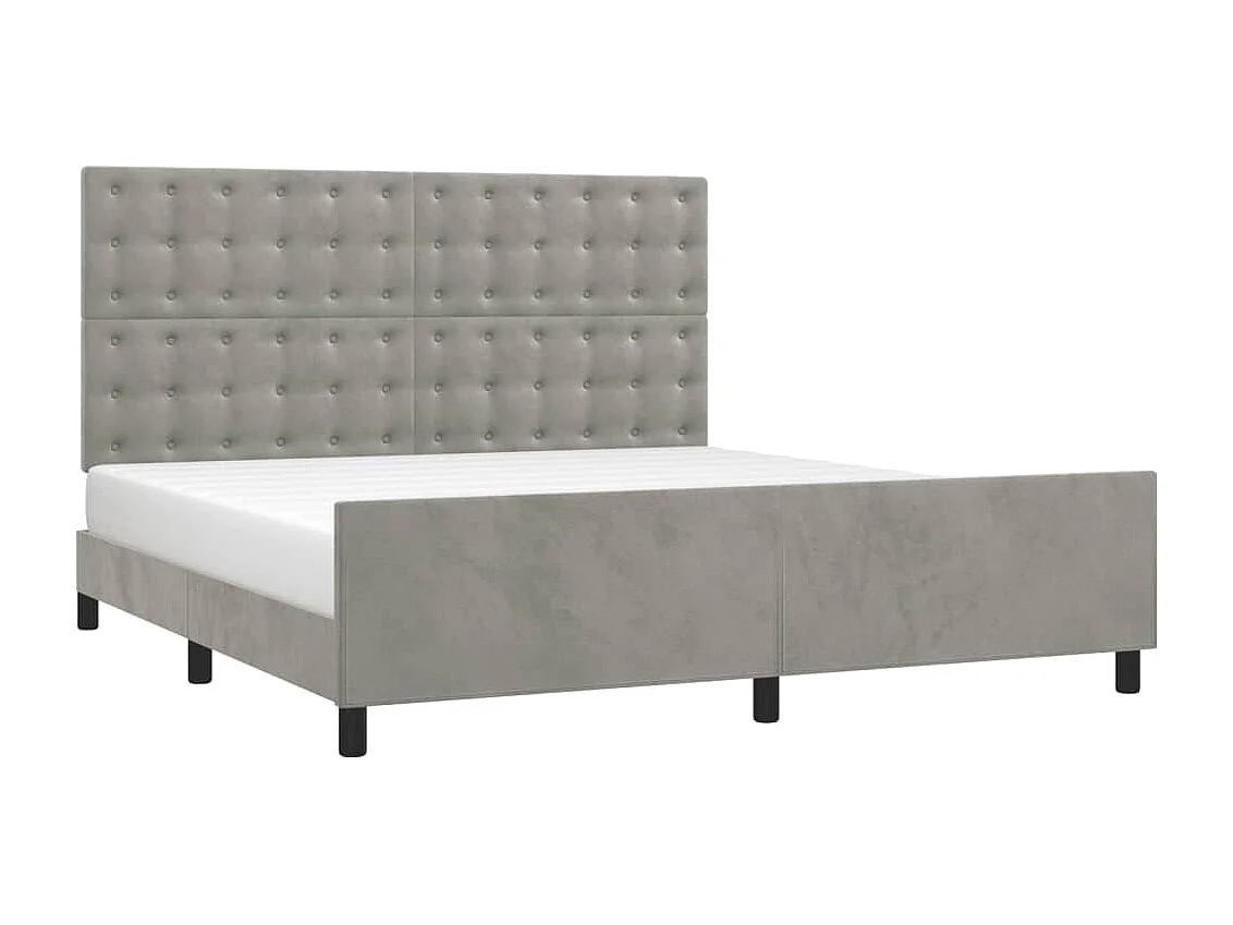 Cadre de lit sans matelas gris clair velours