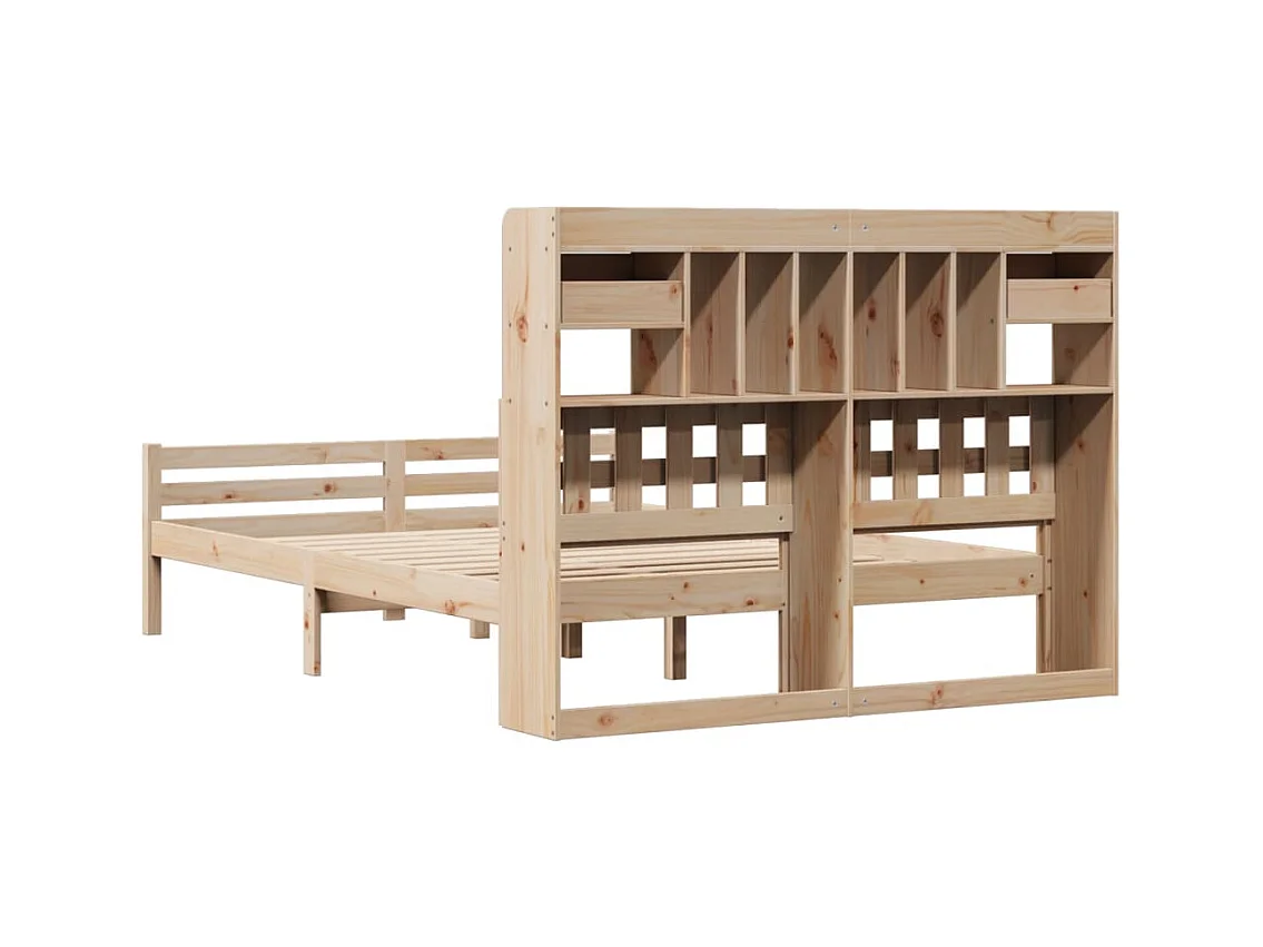 Lit bibliothèque sans matelas 140x190 cm bois de pin massif