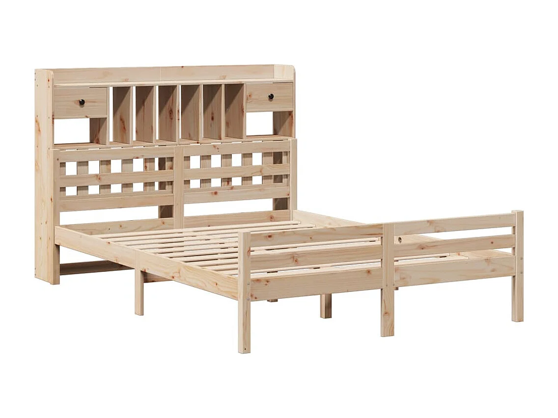 Bibliotheekbed zonder matras 140x190 cm massief grenenhout