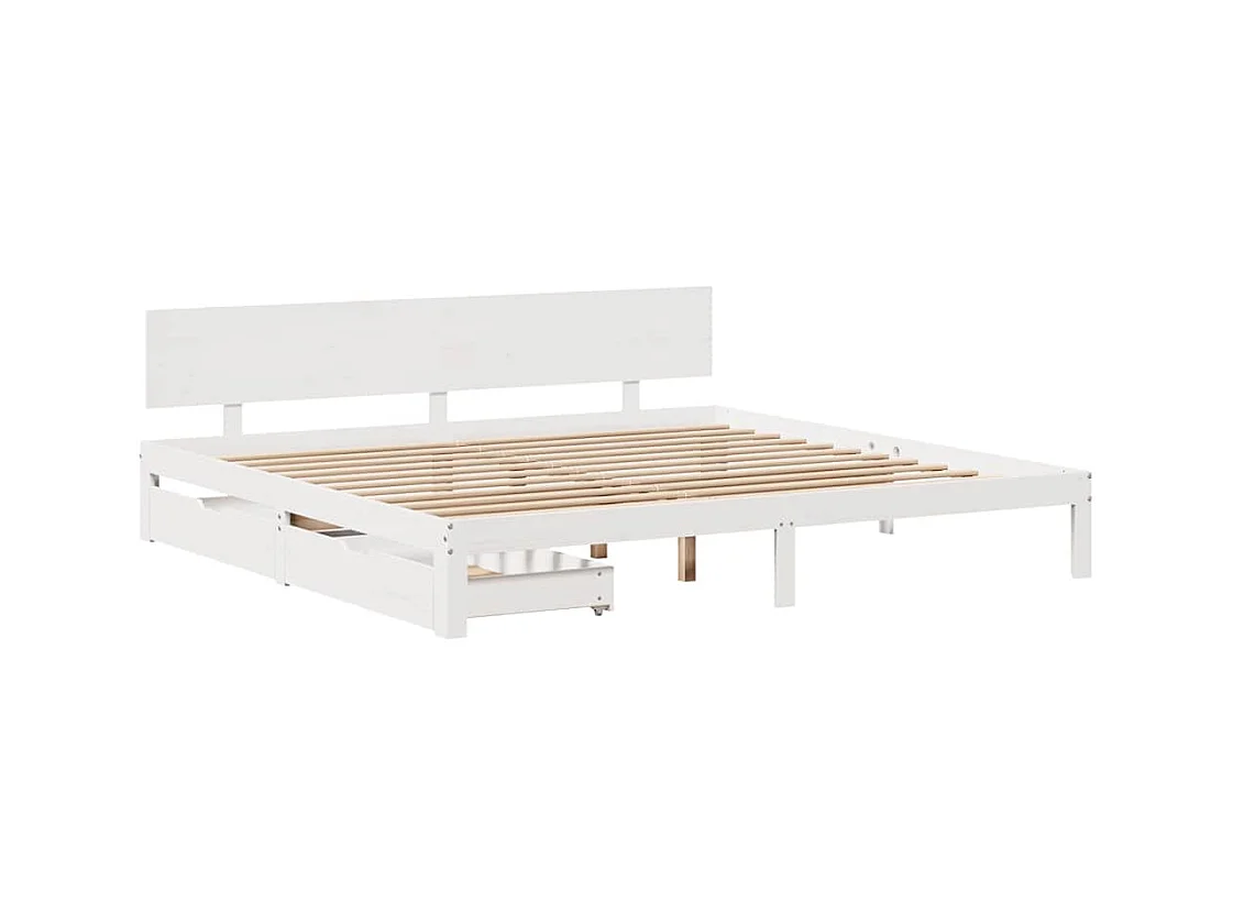 Bedframe met lades zonder matras wit 200x200 cm