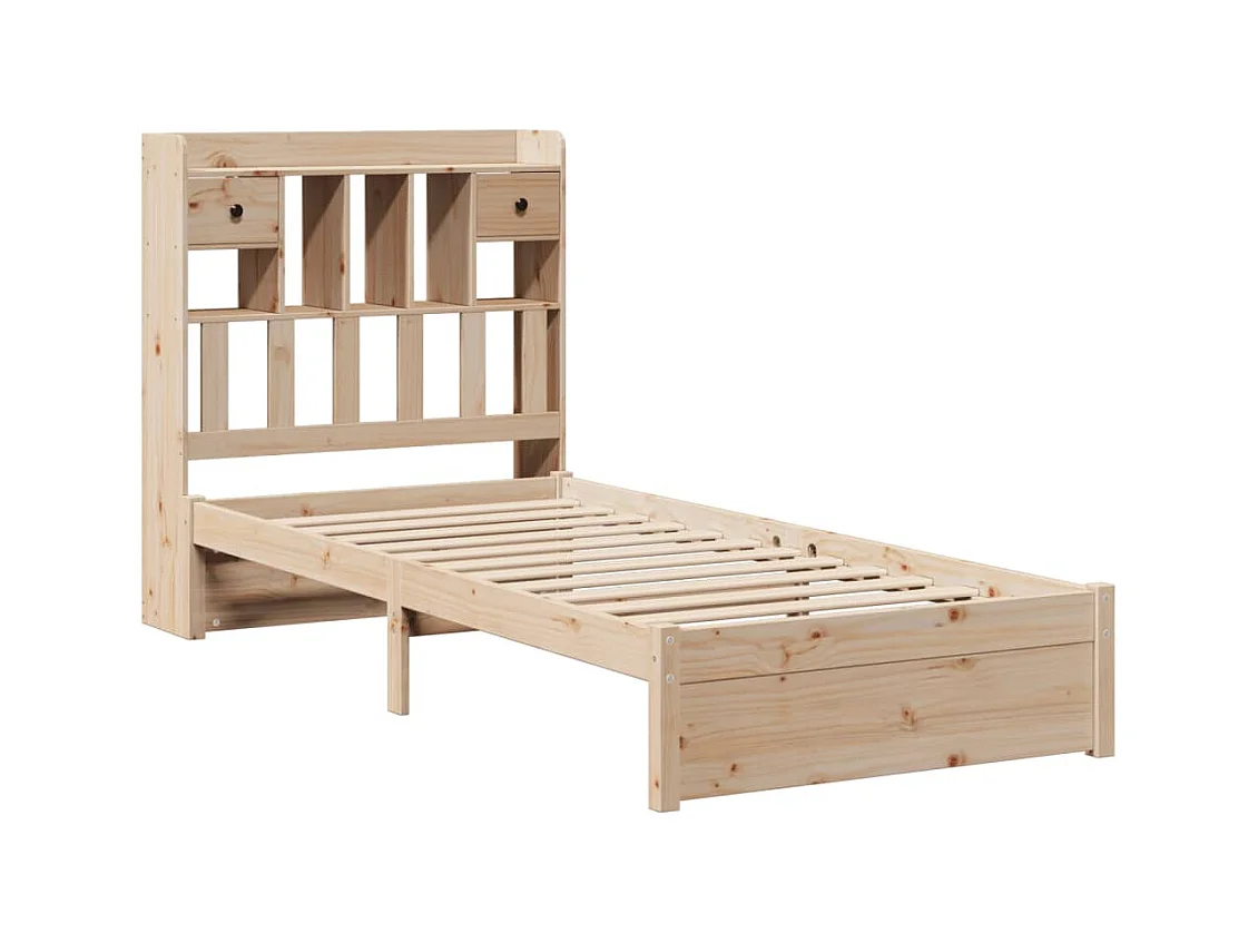 Letto a libreria senza materasso 100x200 cm in legno massello di pino