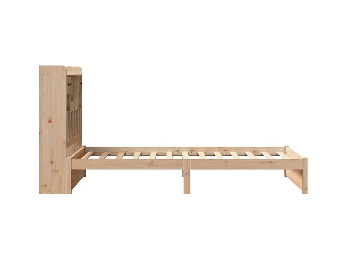 Letto a libreria senza materasso 100x200 cm in legno massello di pino