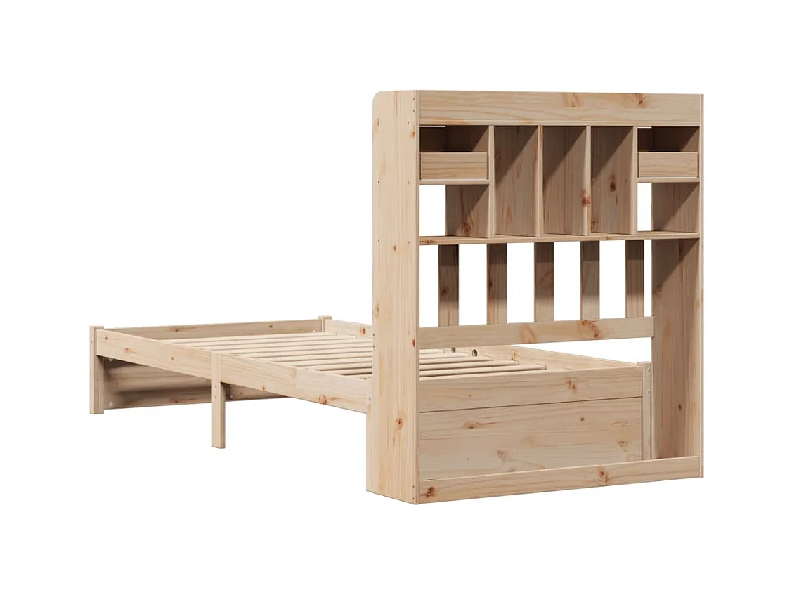 Lit bibliothèque sans matelas 100x200 cm bois massif de pin