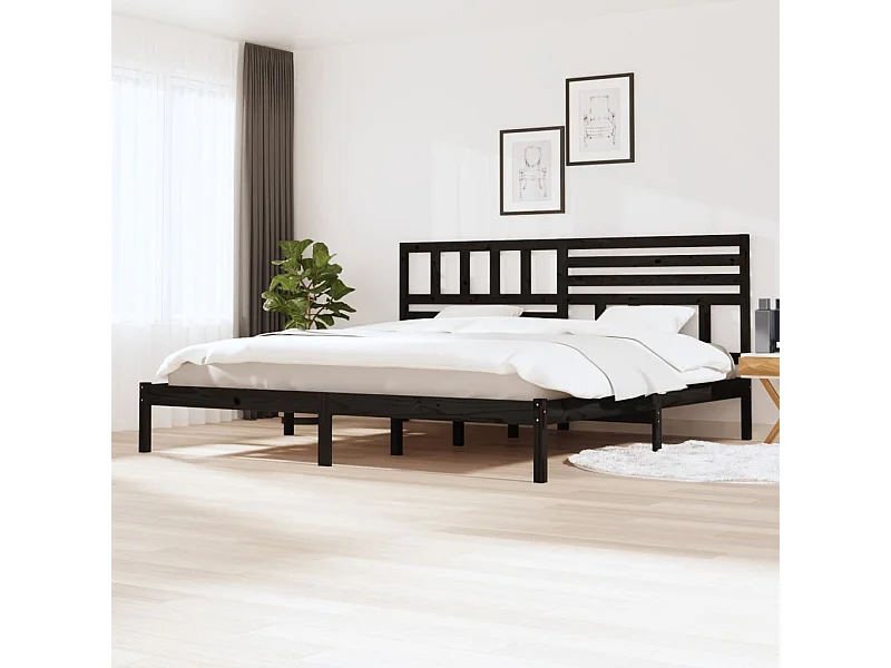 Bedframe zonder matras zwart massief grenenhout 200x200 cm