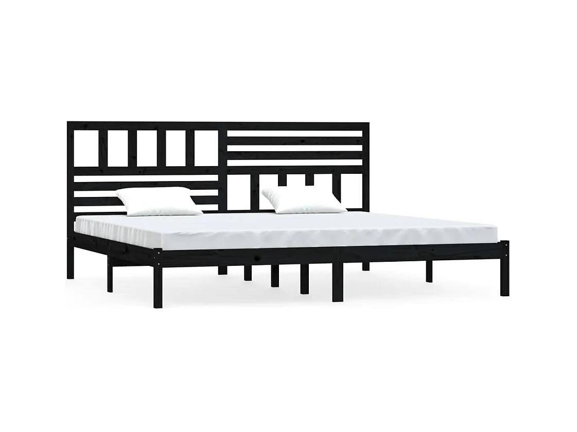 Bedframe zonder matras zwart massief grenenhout 200x200 cm