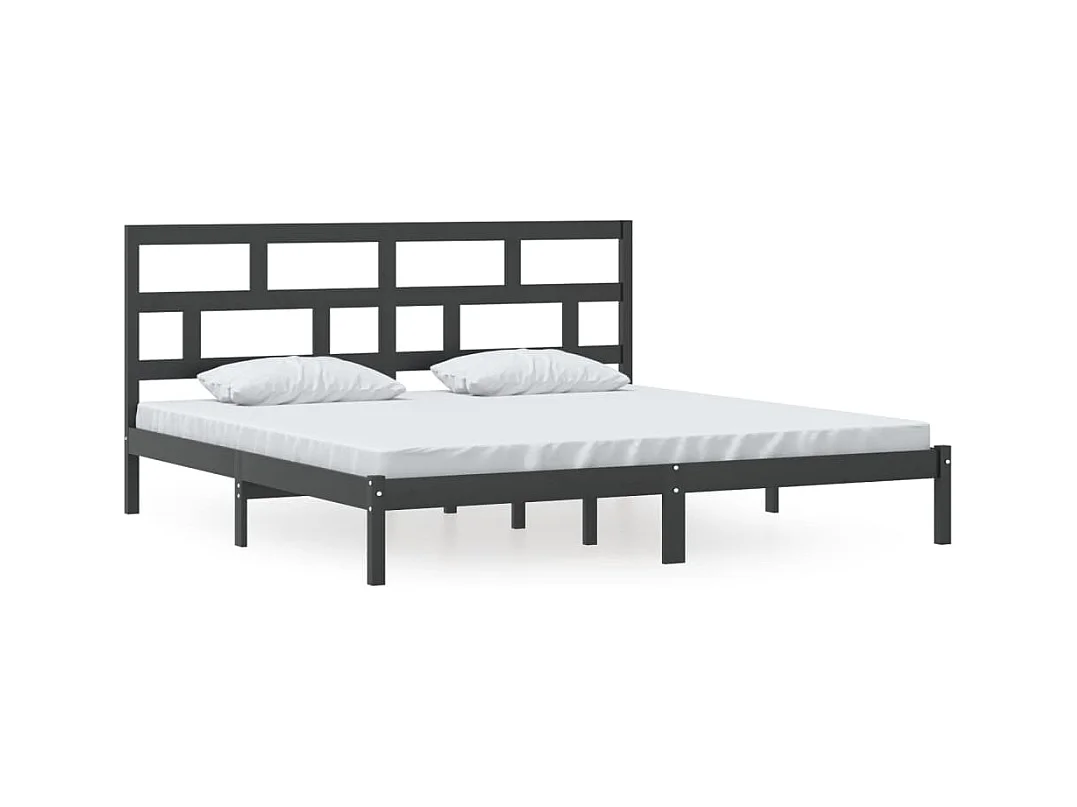 Estructura de cama sin colchón Negro Madera maciza de pino 200x200 cm