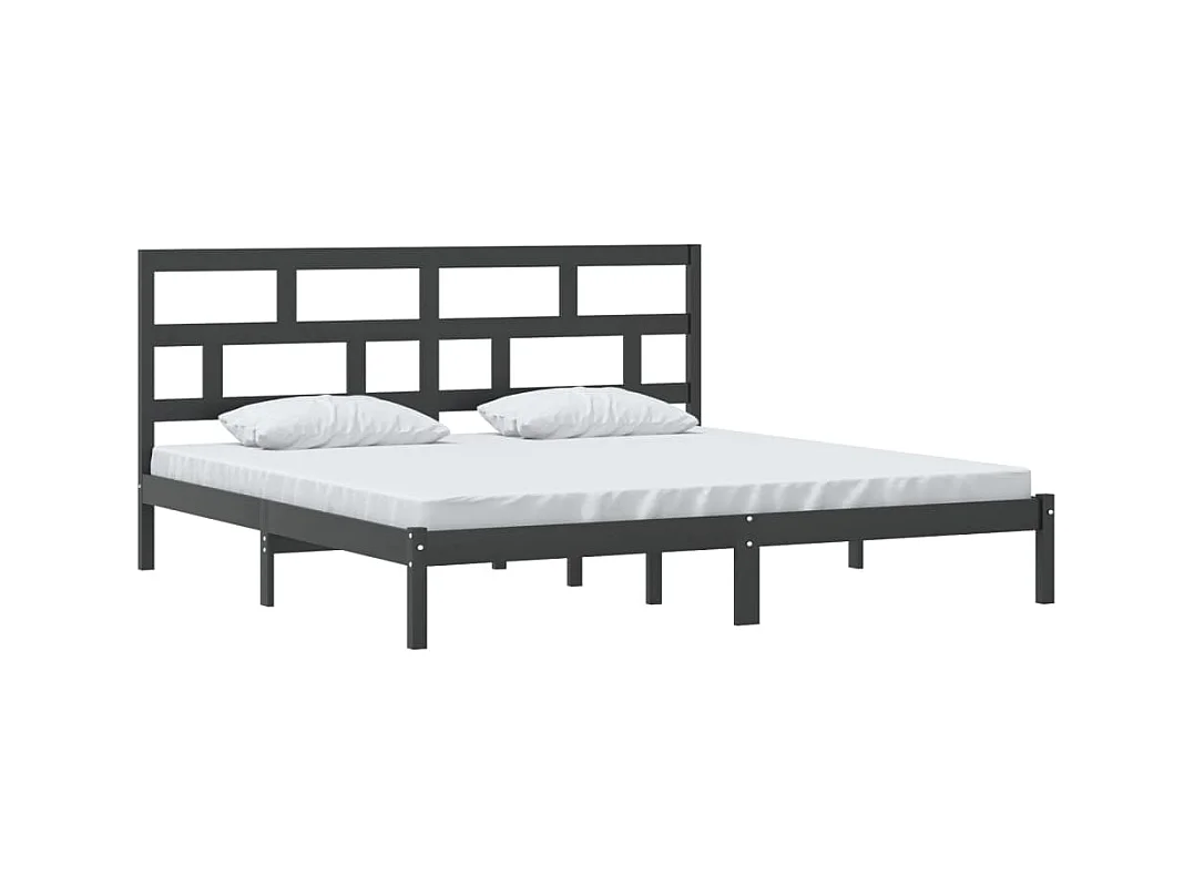 Estructura de cama sin colchón Negro Madera maciza de pino 200x200 cm
