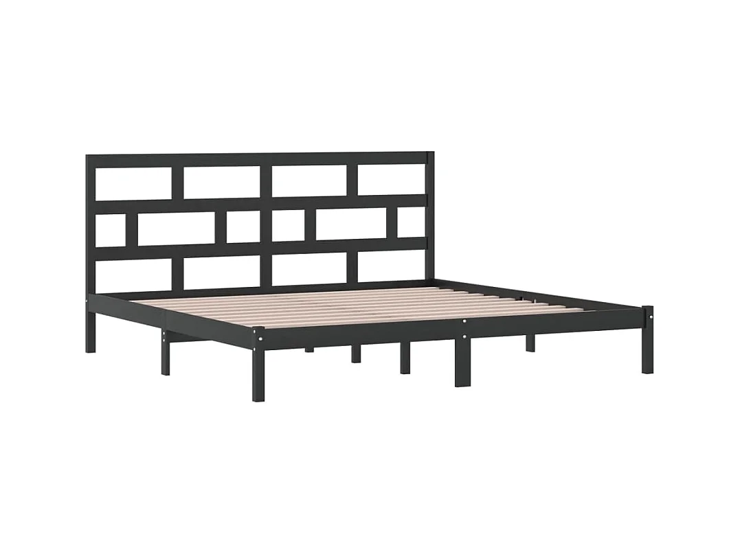 Estructura de cama sin colchón Negro Madera maciza de pino 200x200 cm