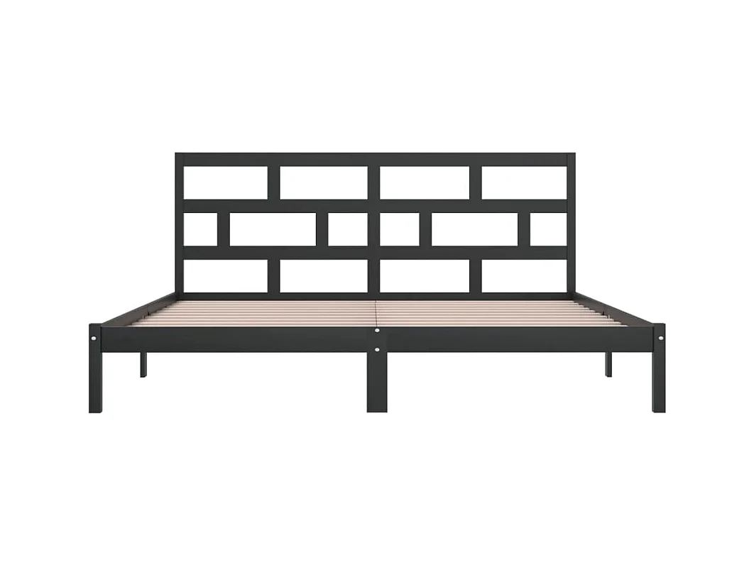 Estructura de cama sin colchón Negro Madera maciza de pino 200x200 cm