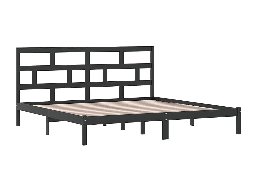 Cadre de lit sans matelas Noir Bois de pin massif 200x200 cm