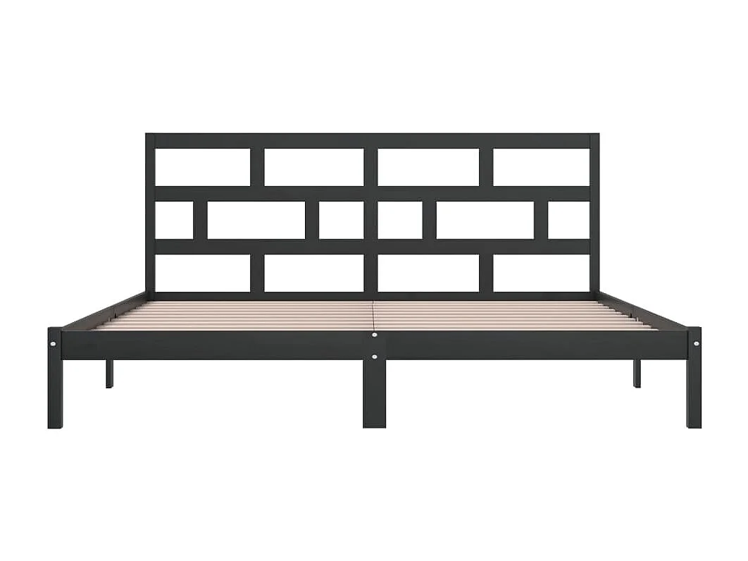 Cadre de lit sans matelas Noir Bois de pin massif 200x200 cm