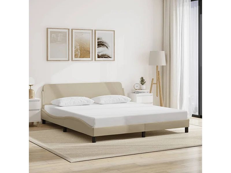 Estructura de cama sin colchón tela crema 180x200 cm