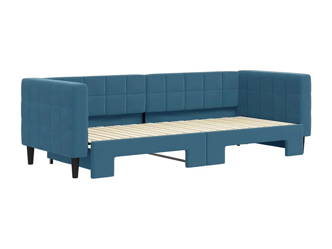 Tagesbett mit Ausziehbett ohne Matratze blau 80x200 cm