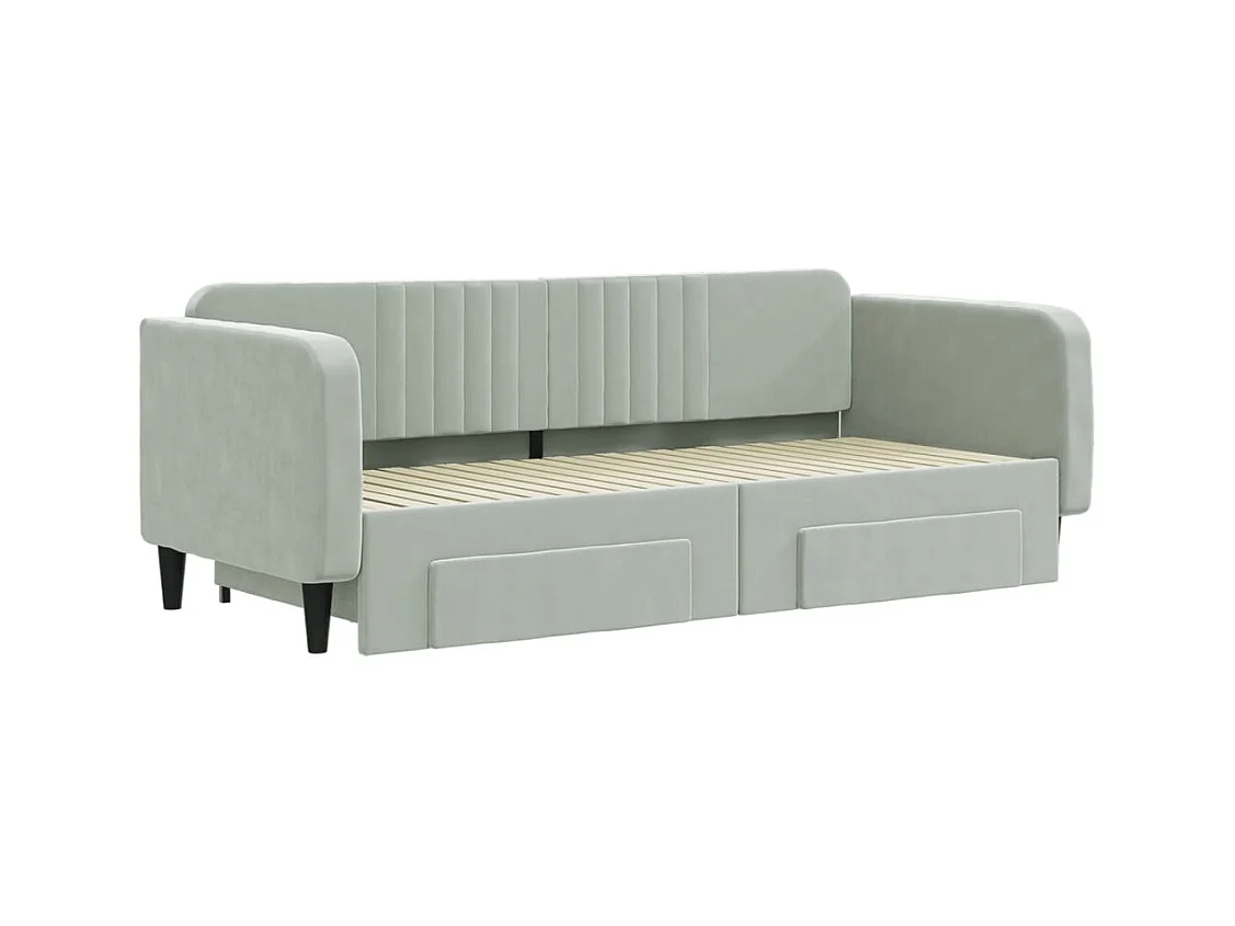 Divano letto con rotelle e cassetti senza materasso 90x200 cm