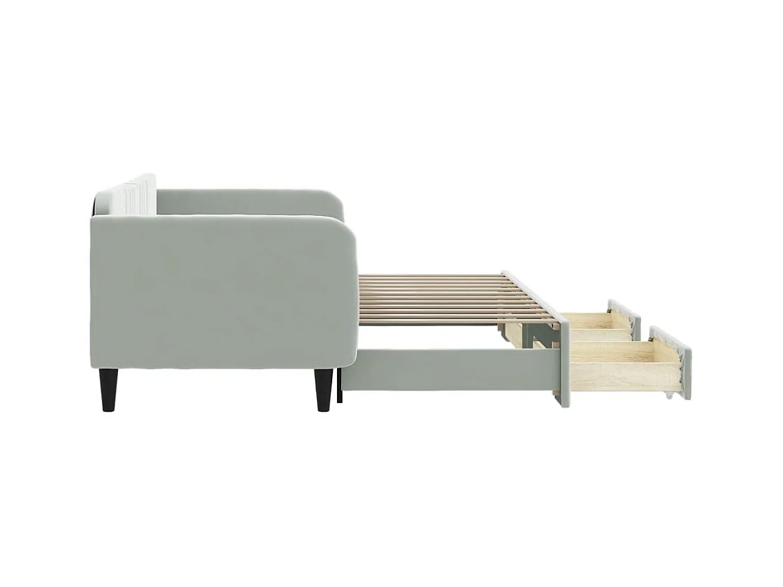 Divano letto con rotelle e cassetti senza materasso 90x200 cm