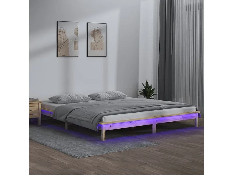 LED bedframe zonder matras 150x200 cm massief hout